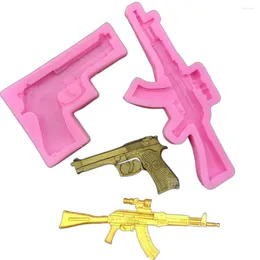 Baking Moulds Kinds DIY Pistol AK Gun Shape Fondant Soap 3D Cake Silicone Mould Cupcake Jelly Candy Chocolate Decoration Tool