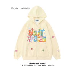 Jayihome Dopamine Sweater Colourful Letter Design Sensible Small Crowd Hooded Sweater Women's American Lazy Style Coat