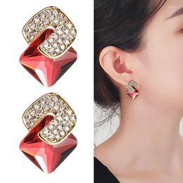 Backs Earrings No Pierced Weddding Bride Party Ear Clips Luxury Shiny Statement Geometric Crystal Cuff Fake Cartilage Jewellery