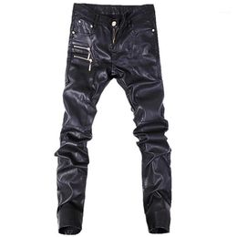 New fashion men leather pants skinny motorcycle straight jeans casual trousers size 28-36 A10313191