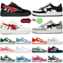 2023 Designer Casual Shoes SK8 sta Low for Mens Womens Sneakers Patent Leather Black White Blue Camouflage Skateboarding jogging Sports Trainers