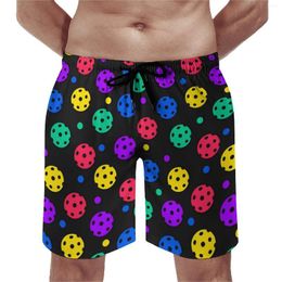 Men's Shorts Ball Print Board Summer Colorful Pickleball Sportswear Beach Male Quick Dry Classic Graphic Plus Size Trunks