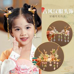 Children's Deer Horn Tassel Hair Clip New Cute Ancient Style Hair Accessories Super Immortal Hanfu Girls' Photography Baby Hair Accessories