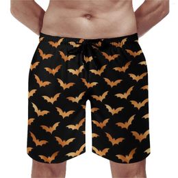 Men's Shorts Halloween Board Spooky Bat Print Fashion Beach Male Custom Sports Fast Dry Swimming Trunks Gift