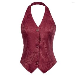 Women's Vests BP Women Halter Vest Backless V-Neck Single Breasted Handkerchief Hem Coat Apel Button Down Suit With Pockets Waistcoat