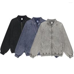 Men's Hoodies 2023 Autumn/Winter Street Apparel Oversize Sweatshirt Harajuku 450G Cotton Vintage Wash Zipper Cardigan Baseball Coat Top