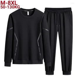 Men's Tracksuits Teenagers Tracksuit Set Plus Size Sweatshirt 2 Piece Men Tops Jogging Sweat Suit Pants Sports 8xl 7xl 6xl Black Autumn