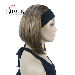 Cosplay Wigs StrongBeauty Bob Short Straight Brown with Blonde Highlighted Headband Wig COLOUR CHOICES 231013