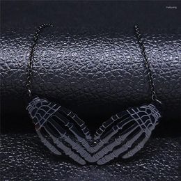 Anhänger Halsketten Gothic Skeleton Hand Edelstahlkette für Frauen Männer Schwarze Farbe Punk Halskette Schmuckkragen Mujer N4220S06