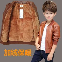 Down Coat Children Jackets Boy Plush Thick Coat 2021 New Winter Casual Overcoat Kids for Boys Teenagers Outerwear Leather Coat Clothes J1013