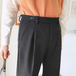 Men's Suits Winter Thickened Woollen Pants Men Warm Social Mens Thick Suit Korean Straight Dress Office Formal Trousers