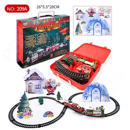 Decorazioni natalizie Treno elettrico Treni natalizi Set Binari ferroviari Giocattoli per decorazioni per albero di Natale con luce sonora per bambini Regali di Natale Decorazioni fai da te 231013