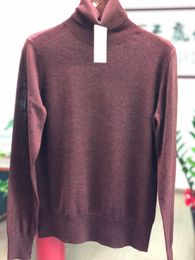 Toteme High Neck Wool Style Underlay Sweater Dark Brown Long Sleeves