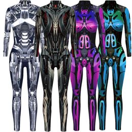 Theme Costume Robot Punk Jumpsuit Catsuit Sexy Women Cosplay Costumes Zentai Halloween Bodysuit 231013