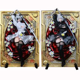 Finger Toys 32cm Nier Automata Anime Figure Yorha No.2 Type B Action Figure 3d Photo Frame Automata Hunter 2b Two Head 2b Yorha Figure Doll