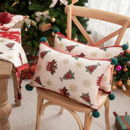 Pillow 2023 Jacquard Yarn-dyed Christmas Cover Cartoon Elk Snowflake Embroidered Throw Festival Pillows Decor Home