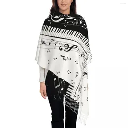 Scarves Women's Scarf With Tassel Aesthetic Piano Keys Long Super Soft Shawl Wrap Musical Notes Pianos Music Daily Wear Pashmina