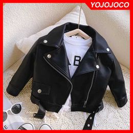 Down Coat Children 1-6Y spring autumn handsome boys and girls leather jackets washed J231013