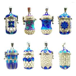 Pendant Necklaces Essential Oil Diffuser Perfume Cage Locket Hollow Out Enamel Bottle Fashion For Necklace Keyring214I