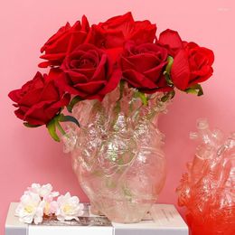 Vases Transparent Heart Resin Vase Anatomical Flower Ornament Craft Planter Pot For Office Living Room Bedroom Desktop