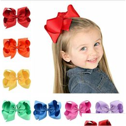 Hair Accessories Kids Girl Big Bow Hairpin Children Large Hairpins Solid Ribbon Clips Barrettes 6 Inch 30 Colours Bt5734 Drop Deliver Dhuig