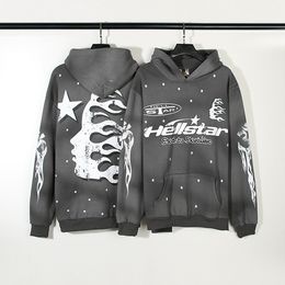 hoodies sweatshirts 2023 mens faded grey hellstar snowflake graphic zipper vintage hoodie