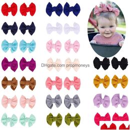 Hair Accessories Europe Baby Girls Big Bow Hair Clip Kids Bowknot Barrette 2Pcs Set Barrettes Girl Children Accessory 18 Colours Baby, Dhmw8