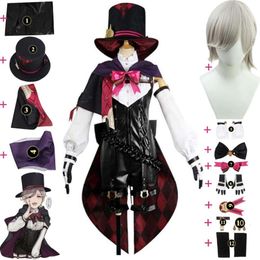 Cosplay Anime Game Genshin Impact Lyney Cosplay Costume Wig Hat Court Of Fontaine Magician Uniform Halloween Carnival Party Suit
