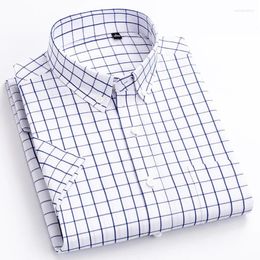 Men's Casual Shirts MACROSEA Dress Shirt High Quality Cotton Summer Plaid Short Sleeve Mens Social