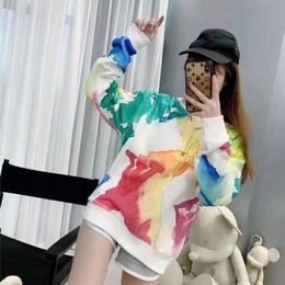 L Luxury designer sweater woman v Spring and Autumn thin tie dye Colour letter loose outside to wear foreign style long-sleeved pullover knitted top woman