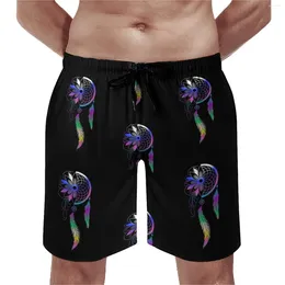 Men's Shorts Colour Dream Catcher Board Summer Feather Print Hawaii Short Pants Male Running Surf Fast Dry Custom Beach Trunks