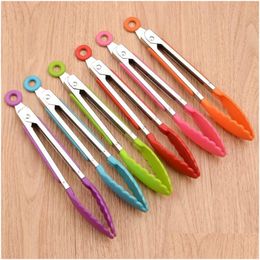 Meat Poultry Tools Sile Nylon Food Clip Stainless Steel 8-Inch Barbecue Bread Steak Drop Delivery Home Garden Kitchen Dining Bar Dhlnf