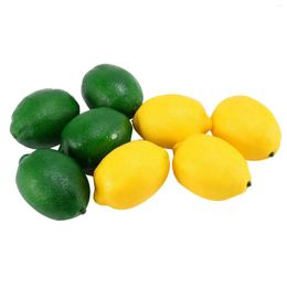 Decorative Flowers 8 Pack Artificial Fake Lemons Limes Fruit For Vase Filler Home Kitchen Party Decoration Yellow And Green