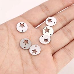 Charms 20pcs/lot Stainless Steel Round Necklaces Pendants Hollow Star Blank Stamping Dog Tags DIY Jewellery Findings 12mm