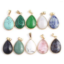 Pendant Necklaces 5 Pcs Water Drop Shape Healing Crystal Stone Pendants Agate Charms For Making Jewellery Necklace Gift
