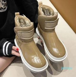 Boots White Snow Women Outside Wear 2023 Autumn Fur Integrated Waterproof Plus Velvet