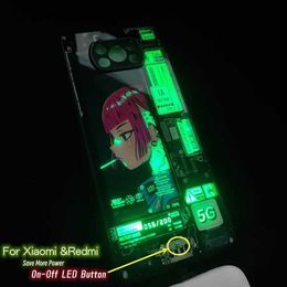 Cell Phone Cases For POCO X5 X4 F5 Pro F4 GT F3 On Off LED Selfie Light Phone Case For Redmi Note 12 11 Pro 5G 10s 10 Pro 4G Glass Capa L230823