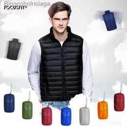 Men's Vests Winter Men Duck Down Vest Coat Ultralight Sleeveless Puffer Vest Jacket Ultra Thin Warm Lightweight Down Jacket WaistcoatL231014