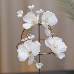 Wedding Hair Jewellery Wedding Accessories White Flower Hair Pins Clips Hairpins For Brides Women Girl Bridesmaids Head Pieces Headdress Bridal Jewellery 231013