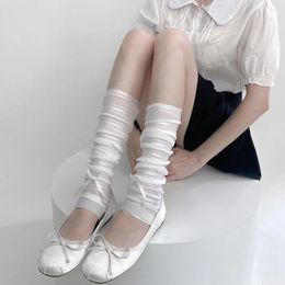 Women Socks Sweet Girls Long JK Lolita Kawaii Cute Bowknot Knee Balllet Style Ice Silk Foot Cover Arm Sleeces