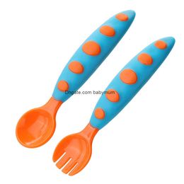 Baby Feeding Silicone Tableware Children's Silicone Spoon Eating Fork Feeding Tableware Set Supplementary Food Training sets