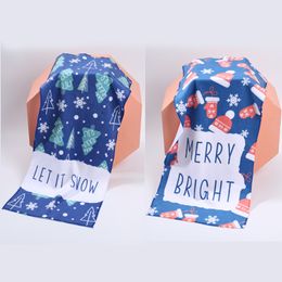 2pc/lot Christmas Towel Xmas Tree Snow Printing Quick Dry Kitchen Hand Towel Microfiber Wash Cloth Xmas Gift Bathroom Supplies