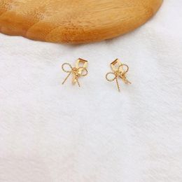 Backs Earrings Fake Piercing Gold Color Bowknot Clip On Cute Small Geometric Ear Cuff Earings Non Pierced Women Metal Jewelry