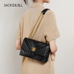 Evening Bags Jackie Jill High Quality Rhombus Chain Small Square Bag Ladies Cowhide Underarm Genuine Leather Shoulder Messenger 231013