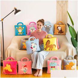 Cushion/Decorative Pillow Chinese Zodiac Folding With Soft Flannel Blanket Mtifuction Children Bedroom Cusion Gift For Drop Delivery Dhcga