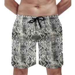 Men's Shorts White Snakeskin Board Summer Animal Print Casual Short Pants Man Running Surf Quick Drying Pattern Swim Trunks