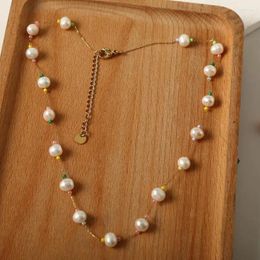 Choker Netizen INS Fashion Style Natural Freshwater Pearl Sky Star Necklace Titanium Steel Colorless Light Luxury Collar