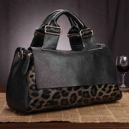 Shopping Bags MS Cow Leather Leopard Print Bag Handbag Pillow Luxury Designer Natural Tote Shoulder Lady Purses In 2023 231013