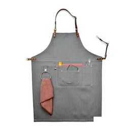 Aprons Senyue Chef Waiter Bakery Coffee Shop Barber Barbecue Apron For Men039S And Women039S General Overalls Y2001047613128 Home Gard Dhkxf