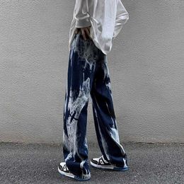 Men's Jeans Tie-dye Jeans Men High Street Straight Denim Pants Men Baggy Fashion Trend Jean Pants Mens Wide-leg Trousers BF Clothing J231014